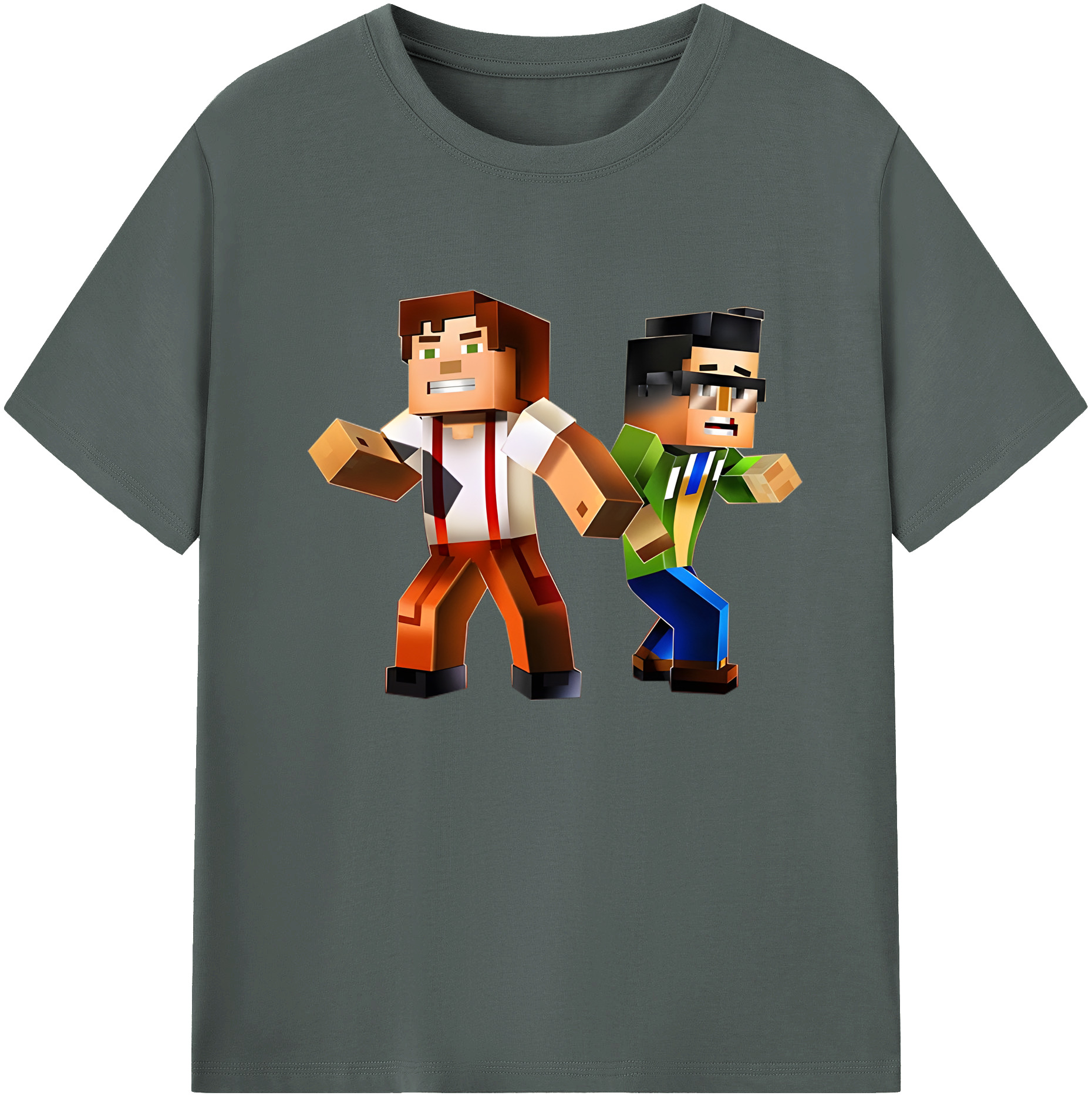 （画像用） マインクラフト ブロックの世界 Minecraft MC Block world 綿100％ メンズ半袖Tシャツ｜肌触りやわらか＆通気性